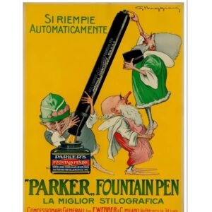 Parker Fountain Pen Vintage Poster, Italian Advertising Advert, Writing Pen Ad Poster, instant digital download.