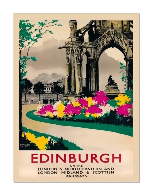 Edinburgh Vintage LMS, LNER Poster ,Princes Gardens Edinburgh.