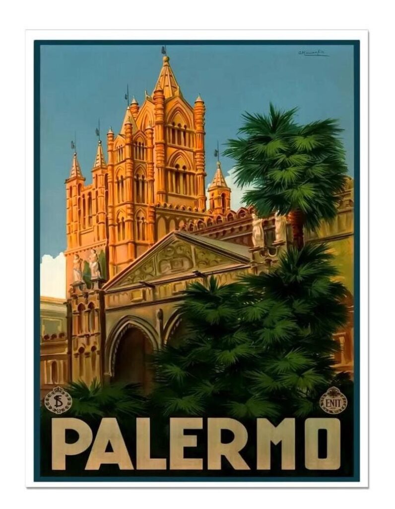 Palermo Poster, Vintage Enit Poster Of Palermo, Italian Tourism Poster