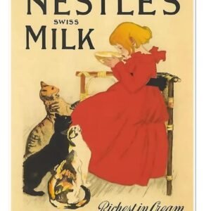 Vintage Nestle Milk Poster, Retro Food Advert