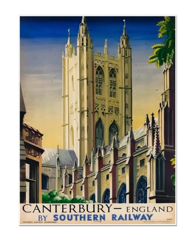 Canterbury England By Southern Railway, Canterbury Cathderal British Railways Tourism Poster