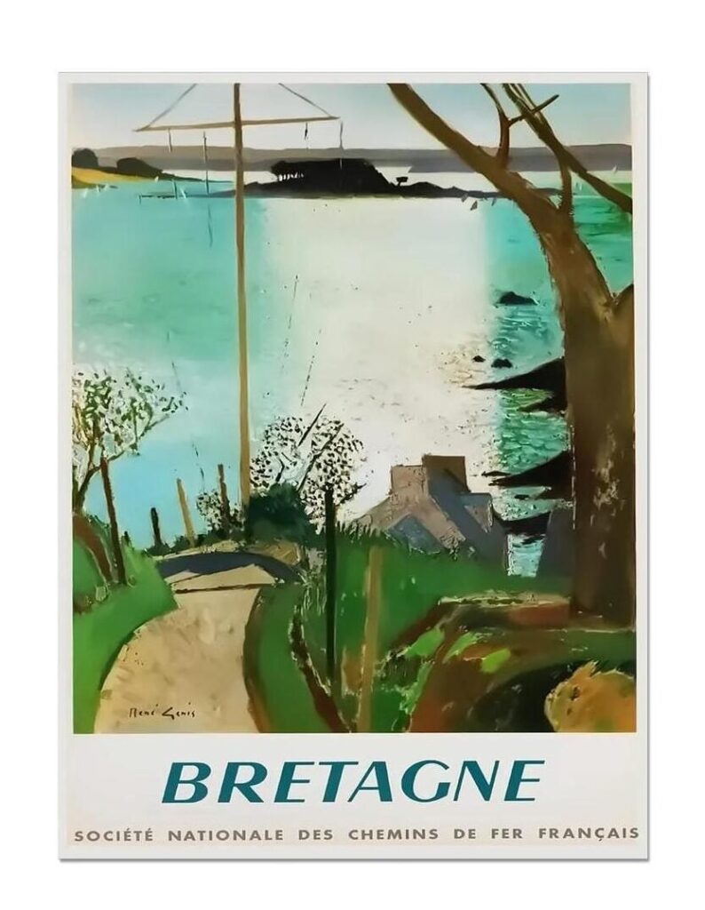 Bretagne, Vintage Brittany French Travel Poster.