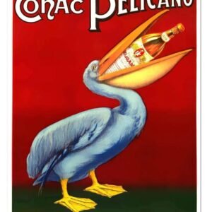 Conac Pelicano. Hijos de Quirico Lopez, Vintage Food & Drink Poster, Vintage Alcohol Drink Ad Poster.