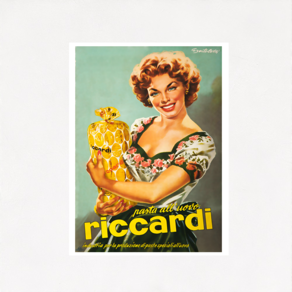 Vintage Italian pasta poster. Riccardi pasta poster. Retro Italian Food poster