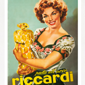 Vintage Italian pasta poster. Riccardi pasta poster. Retro Italian Food poster