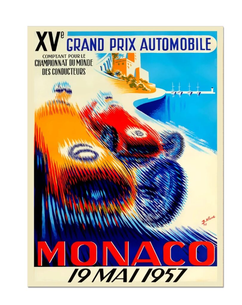 Vintage Monaco Grand Prix poster 1957 digital download