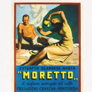 Vintage Coffee Poster, Cafe-Moretto Vintage Italian Coffee Advert.