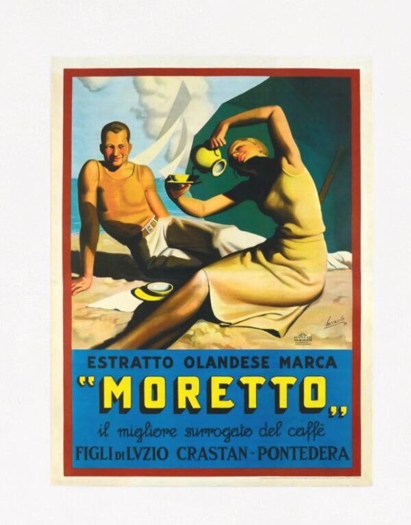 Vintage Coffee Poster, Cafe-Moretto Vintage Italian Coffee Advert.