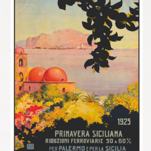 Vintage Sicily travel poster by Aleardo Terzi in 1925, instant digital download