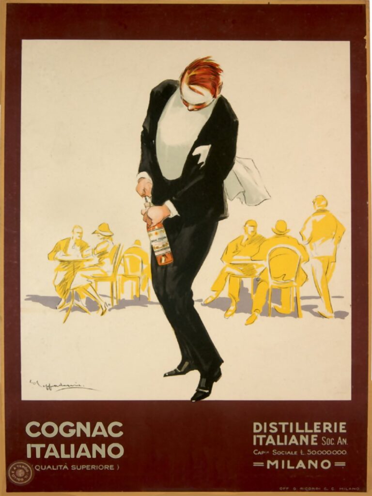 Vintage Italian Cognac Poster, Cognac Italianp
