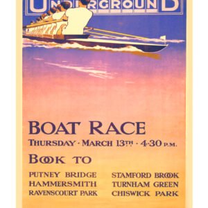 Vintage London Underground poster, Featuring the British Boat Race between Oxford and Cambridge universities.