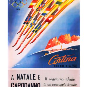 Cortina Winter Olympics poster, vintage Italian winter Olympics 1956 poster