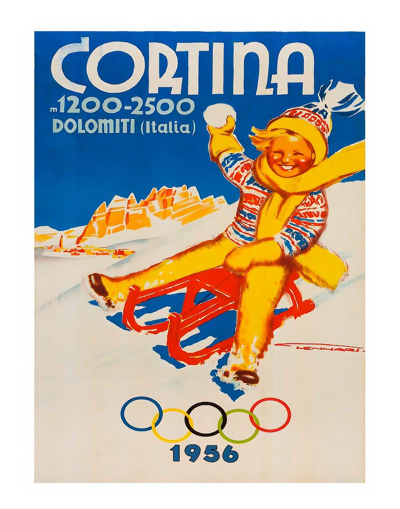 italy winter Olympics poster 1958