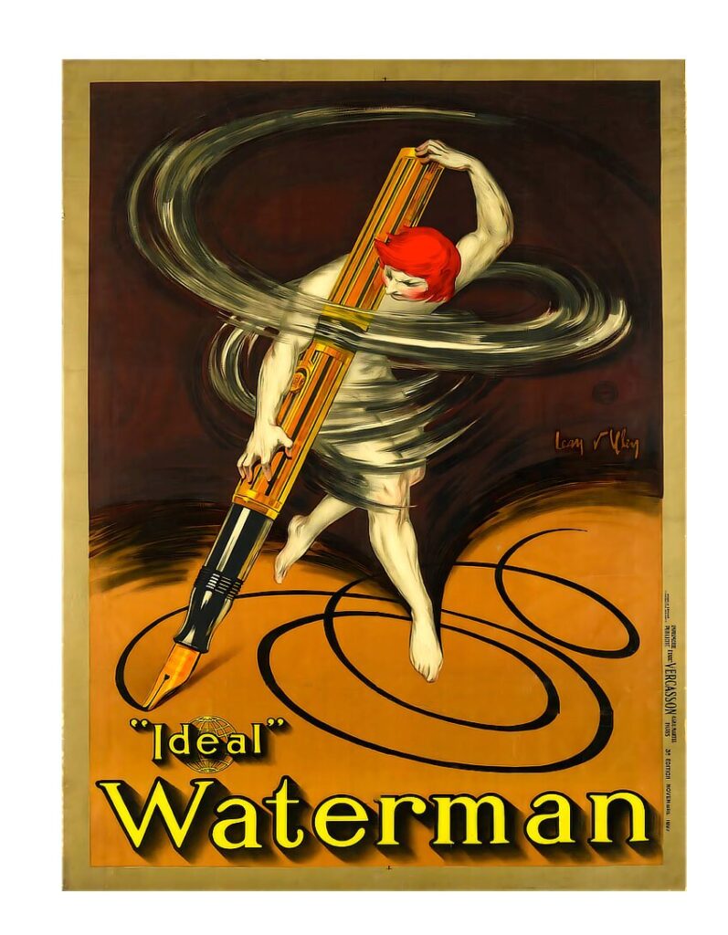 Ideal Waterman poster vintage pen ad