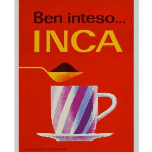 Vintage Inca Italian coffee poster, mid century vibrant espresso coffee print