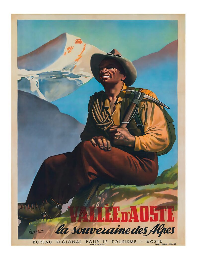 Vallee DAosta Gino Boccasile 1946 vintage winter poster