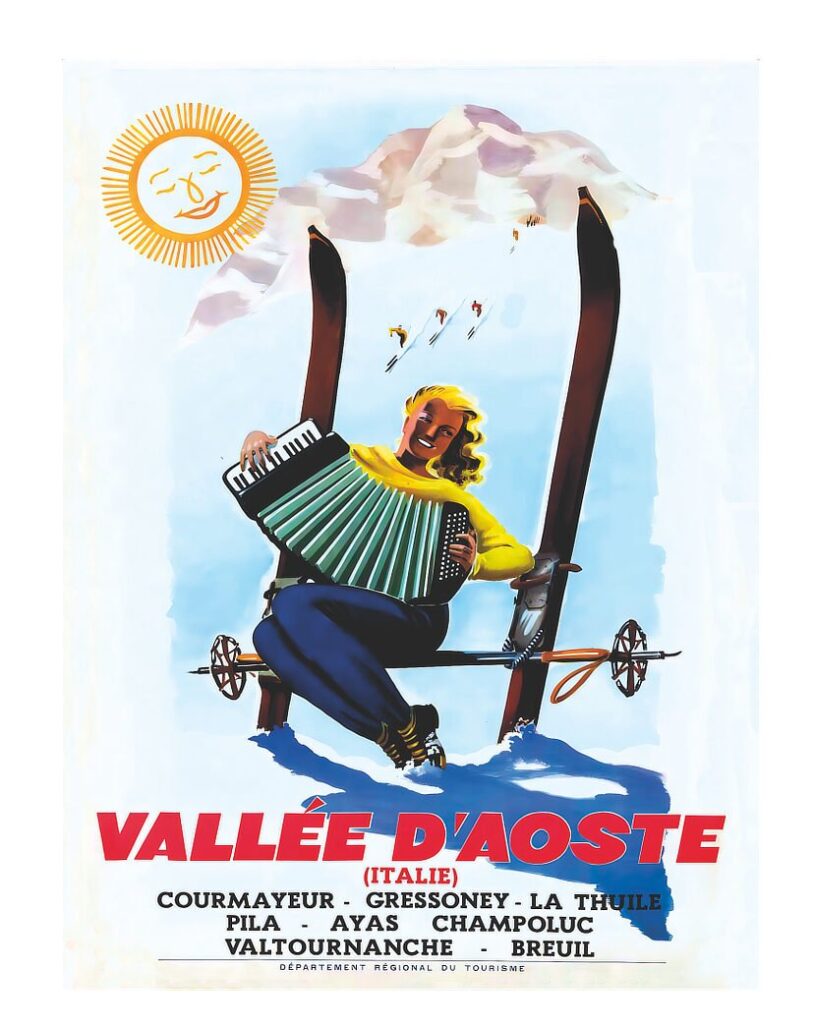 Vintage tourism poster for Val D'aosta