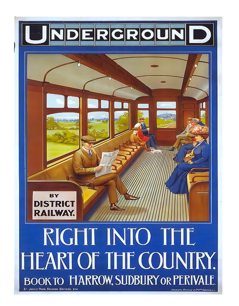 RIGHT INTO THE HEART OF THE COUNTRY London underground poster digital download