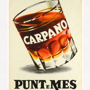 Carpano Punt e Mes Vermuth Re Dal 1786 vintage Italian poster by Armando Testa 1960, royal warrant design digitally restored