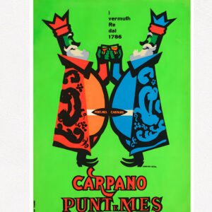 Carpano Punt e Mes vintage Italian bitter vermouth poster by Armando Testa 1949, digitally restored