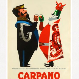 Carpano Vittorio Emanuele II di Savoia Re Dal 1786 vintage Italian poster by Armando Testa c.1949, royal warrant design digitally restored