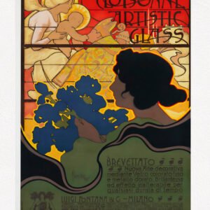 Cloisonne Glass Woman from behind watching a sacred scene by Adolf Hohenstein