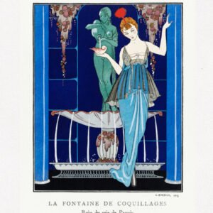 La Fontaine de-coquillages Robe du soir de Paquin 1914 George Barbier. Vintage fashion illustration, art nouveau fashion poster, art nouveau fashion print