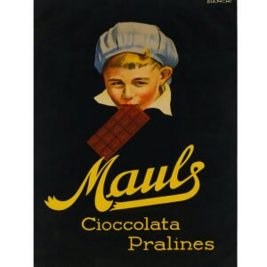 Vintage Chocolate poster, Italian food print, Mauls Cioccolata pralines by Alberto Bianchi