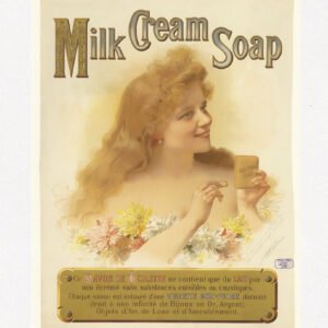 Milk Cream Soap Hugo dAlesi 1894, art nouveau poster, art nouveau beauty poster, vintage beauty poster, vintage toiletries poster, vintage soap poster