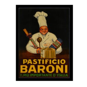 Vintage Italian pasta poster, Pastificio Baroni. Kitchen wall art poster