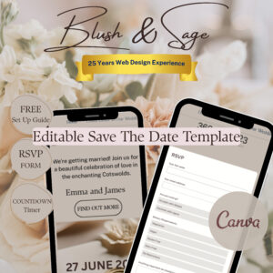 Save The Date Modern Cosy Canva Wedding Website