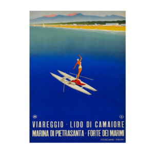 Vintage 1955 ENIT travel poster for Viareggio, Lido di Camaiore and Pietrasanta by Mario Puppo