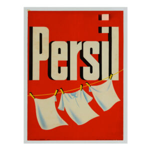 Vintage laundry poster, Persil soap powder 1949
