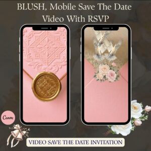 Floral Blush Pink Gold Save The Date canva editable video template