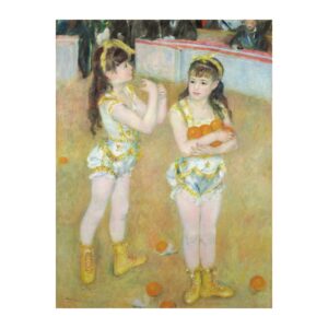 Vintage fine art poster Acrobats at the Cirque Fernando, Francisca and Angelina Wartenberg, by Pierre-Auguste Renoir 1879, framed wall art mockup