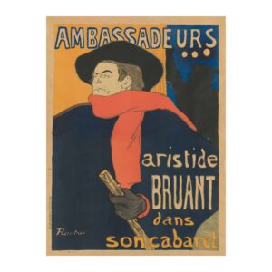 Vintage entertainment poster Ambassadeurs Aristide Bruant by Henri de Toulouse-Lautrec 1892, framed wall art mockup
