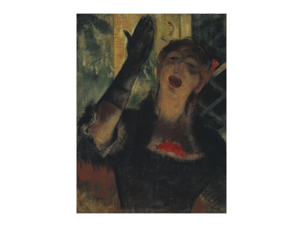 Vintage fine art poster Café Singer by Edgar Degas 1879, framed wall art mockup