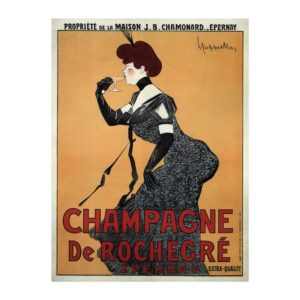 Vintage champagne poster Champagne De Rochegre by Leonetto Cappiello 1910, framed wall art mockup