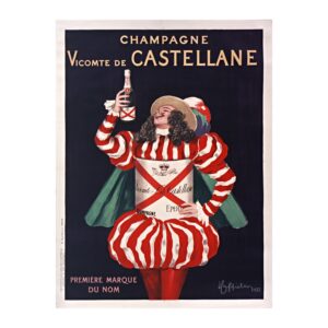 Vintage champagne poster Champagne Vicomte de Castellane Epernay by Leonetto Cappiello 1922, framed wall art mockup
