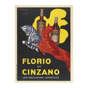 Vintage aperitif poster Florio et Cinzano les meilleurs aperitifs by Leonetto Cappiello 1930, framed wall art mockup