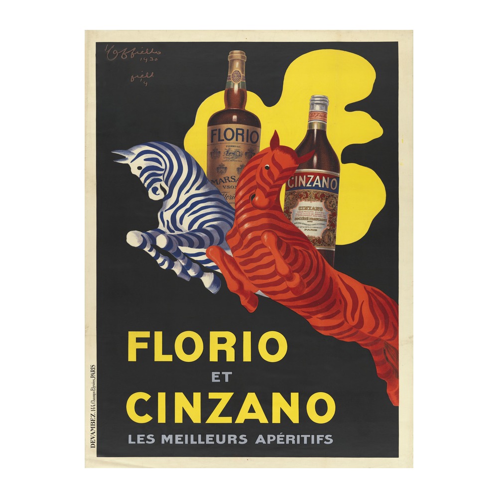 Vintage aperitif poster Florio et Cinzano les meilleurs aperitifs by Leonetto Cappiello 1930, framed wall art mockup
