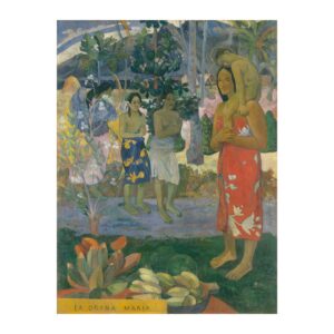 Vintage fine art poster Ia Orana Maria Hail Mary by Paul Gauguin 1891, framed wall art mockup