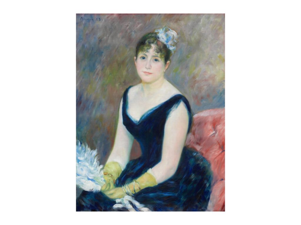 Vintage fine art poster Madame Léon Clapisson by Pierre-Auguste Renoir 1883, framed wall art mockup