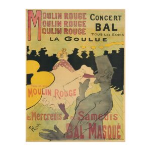 Vintage entertainment poster Moulin Rouge La Goulue by Henri de Toulouse-Lautrec 1891, framed wall art mockup