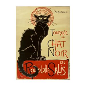Vintage entertainment poster Prochainement Tournée du Chat Noir by Théophile Steinlen 1896, framed wall art mockup