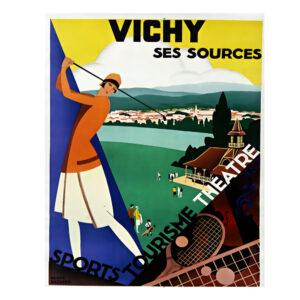 Vintage French Travel Poster Vichy ses sources sport tourisme - Roger Broders - 1928