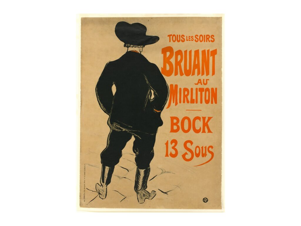 Vintage entertainment poster Aristide Bruant by Henri de Toulouse-Lautrec 1893, framed wall art mockup
