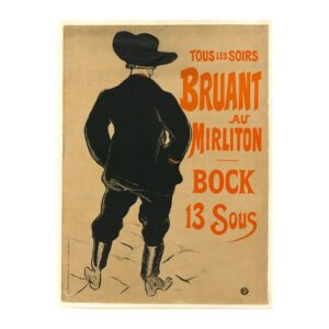 Vintage entertainment poster Aristide Bruant by Henri de Toulouse-Lautrec 1893, framed wall art mockup