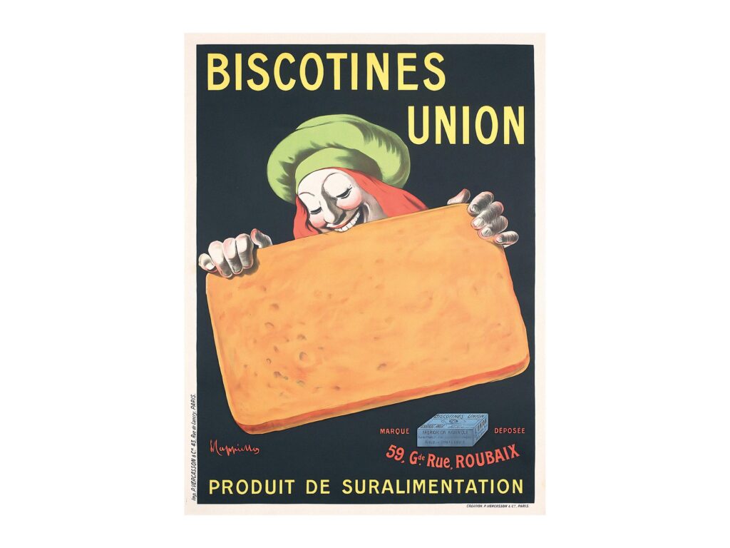 Vintage food poster Biscotines Union by Leonetto Cappiello 1906, framed wall art mockup