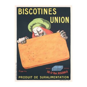 Vintage food poster Biscotines Union by Leonetto Cappiello 1906, framed wall art mockup